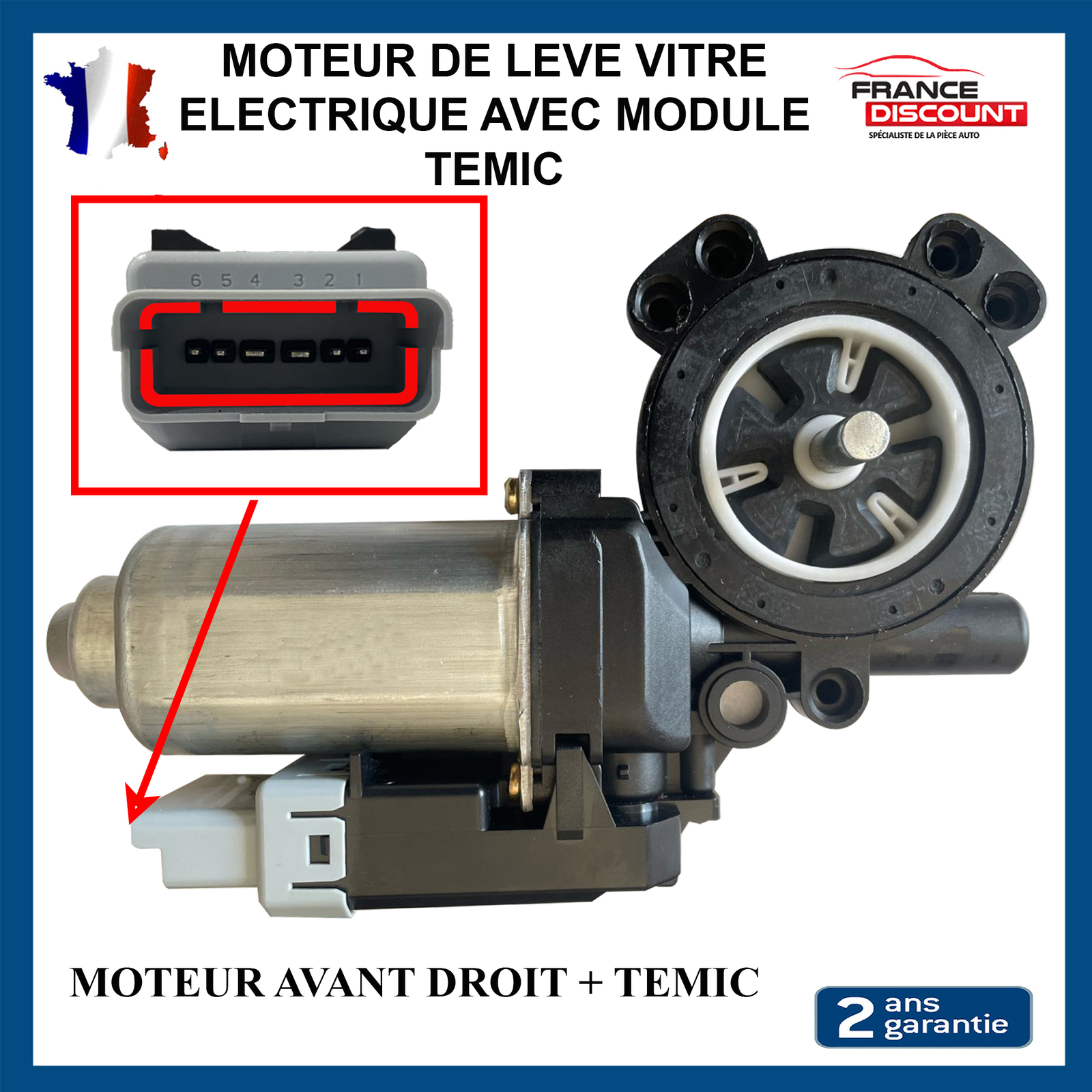 Moteur lève-vitre avant droit Temic pour Fiat Scudo et Citroen Jumpy 401818A5