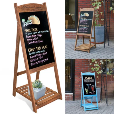 UNHO A-Board Pavement Sign Advertising Menu Sandwich Wooden Frame Blackboard Outdoor