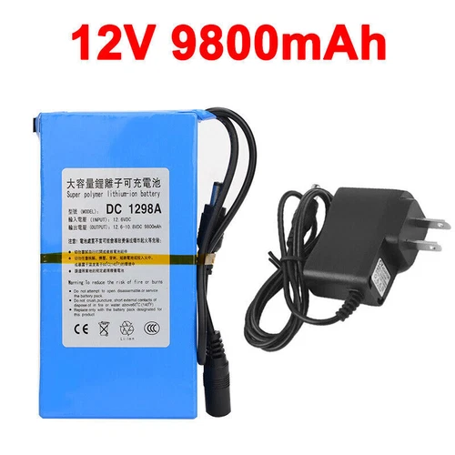 12V DC Rechargeable Lithium-ion Battery Portable Battery Pack w/ Charger Switch - Picture 17 of 25