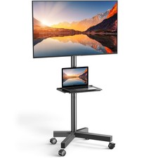 Rolling TV Stand for 23-65" TVs Mobile Cart w/Shelf Tilt VESA 400x400mm 99lbs