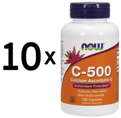 10 x NOW Foods Vitamin C-500 Calcium Ascorbate-C - 100 caps (94,95 EUR/kg)