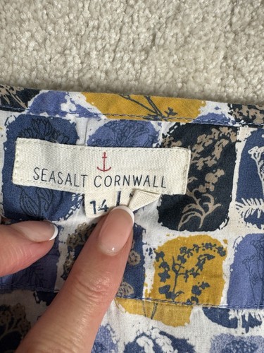 SEASALT 'CARNINNEY TOP' LIGHTWEIGHT COTTON, SLEEVELESS, BLUE/YELLOW, SIZE 14 VGC - Picture 4 of 11