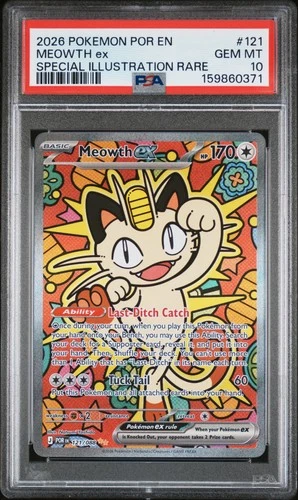 2026 POKEMON PERFECT ORDER SPECIAL ILLUSTRATION RARE #121 MEOWTH EX PSA 10