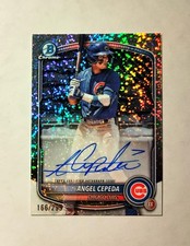 Angel Cepeda 2025 1st Bowman Chrome AUTO SPECKLE REFRACTOR 166/299 Cubs Raw z31