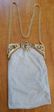 Vintage Whiting & Davis Gold Tone White Mesh Angel Over the Shoulder Purse 23