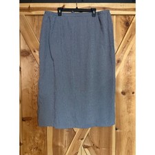 Kathie Lee 1990s Blue White Patterned Weave Midi Skirt Plus Size Coastal Grandma