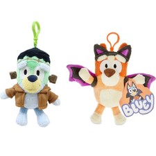 Lot of 2 New Bluey and Bingo Plush Backpack Clips in Halloween Costumes Keychain