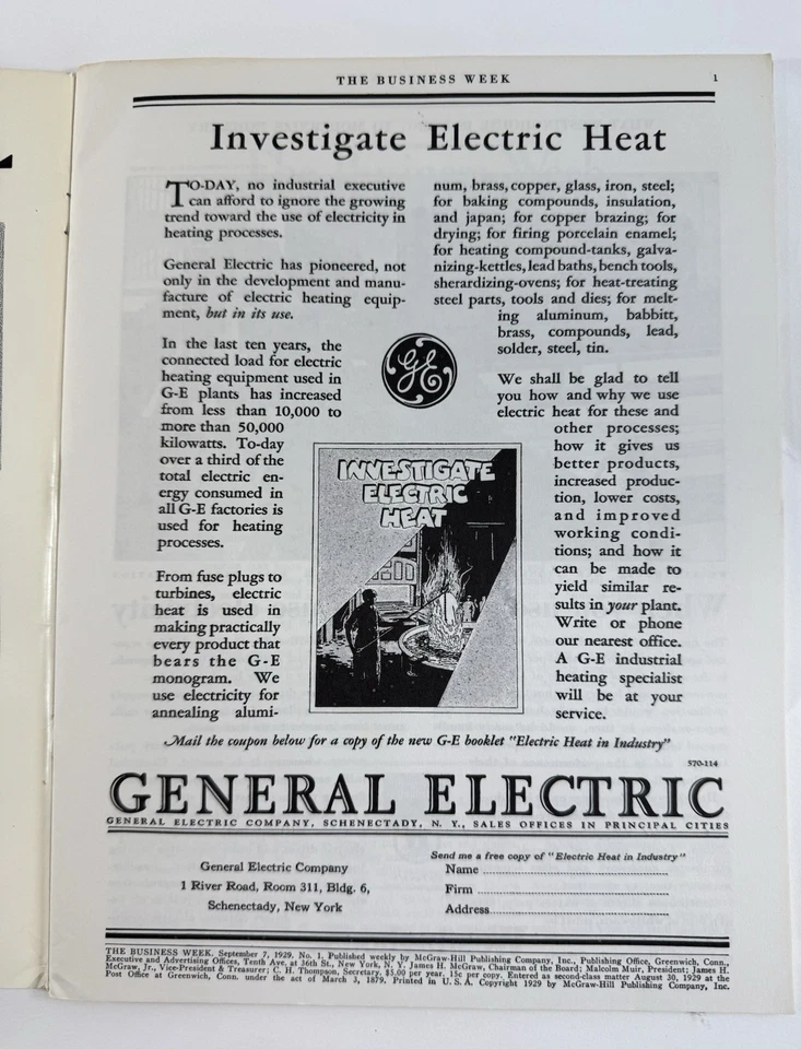 The Business Week - September 7, 1929 - McGraw-Hill - First Issue 1960s Reprint - Image 4 of 4