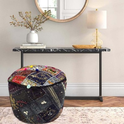 24'' GIFT FOR HER BANJARA FURNITURE OTTOMAN BENCH FOOTSTOOL POUF PILLOW COVER