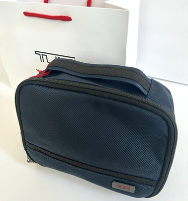 Tumi Navy Cube Travel Pouch Accessory Zipper Bag