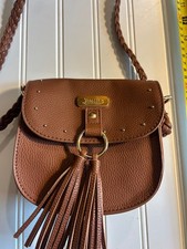 Justice Purse, Brown Leather, Tassels, Braided shoulder strap/Kids/Girls