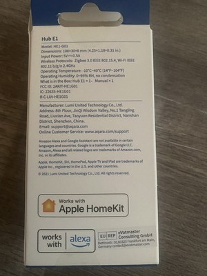 Aqara Hub E1(2.4 Ghz Wi-Fi Erforderlich), Smart Home Bridge Für Alarmanlage, Hei