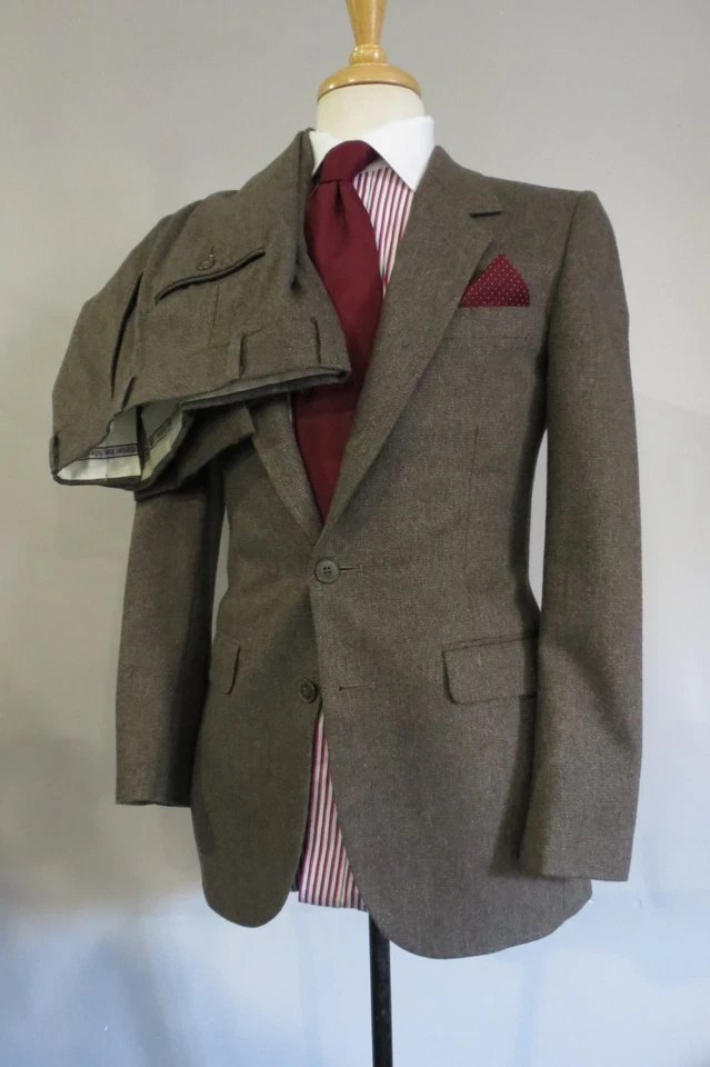 VTG Daniel Hechter Paris Filene's Specked herringbone tweed side vent suit 36 R - Image 4 of 4