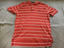 Polo By Ralph Lauren Polo Shirt Mens Large Red Stripe Cotton Casual Short Sleeve