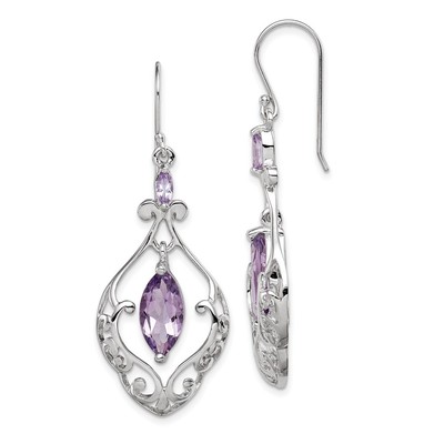 Ausgefallene Ohrhänger Sterlingsilber rhodiniert Amethyst