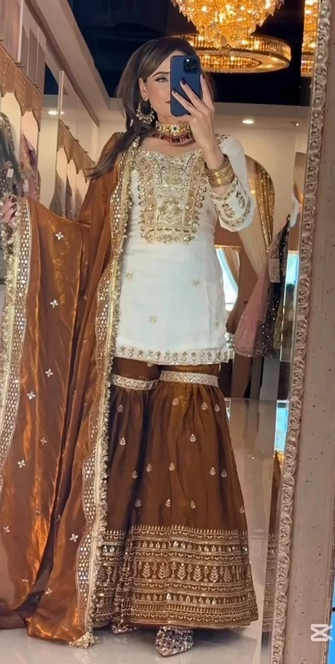 GEORGETTE EMBROIDERED SUIT SALWAR KAMEEZ INDIAN TRADITIONAL DRESS - Image 4 of 4