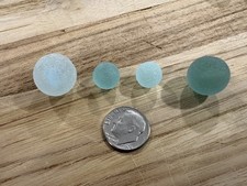 Sea glass - 4 Sea Glass Marbles / 2 are small - Lot  471