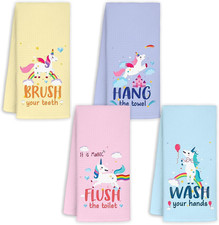 Kids Bath Towel Set of 4, Kids Bathroom Set, Girls Bathroom Set, Hand Towels 162