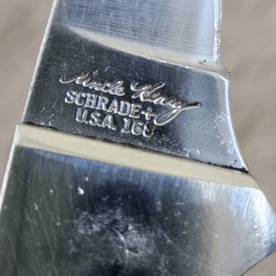 Cuchillo de filete Walleye de hoja fija SCHRADE + EE. UU. 168 Tío Henry con funda de cuero Foto 2 de 4