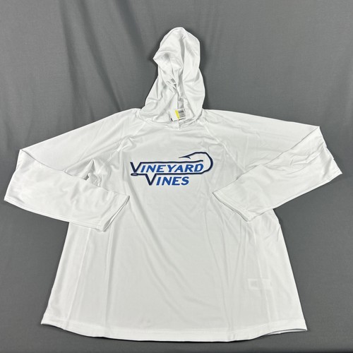 Vineyard Vines Hoodie Fish Hook Performance Medium White Polyester Spandex NWT