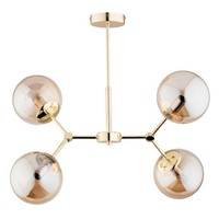 Deckenleuchte 4-Flammig Glas Gold Bernstein E14 B:38 Cm Deckenlampe Wohnzimmer