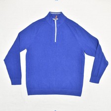 Tommy Bahama Men 1/4 Zip Sweater Island Zone Cotton Blue Size M Coolmax Island
