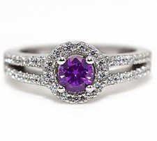 1CT Amethyst  Topaz 925 Genuine Sterling Silver Ring Jewelry Sz 6