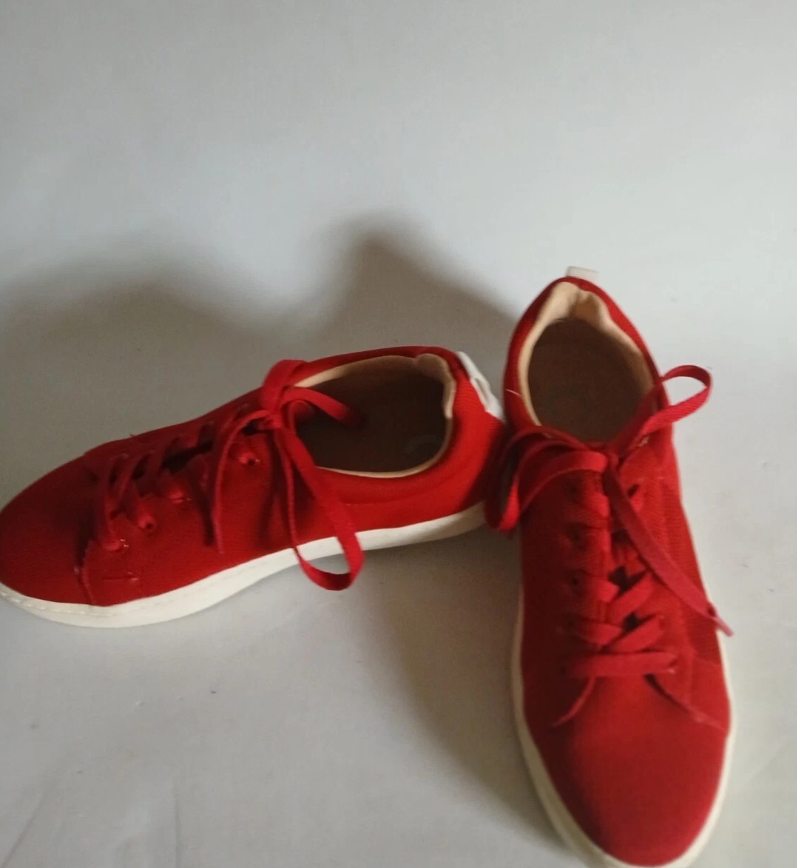 SAOLA Scarpe casual donna C rosso cravatta tessuto taglia 7 5M suola bianca