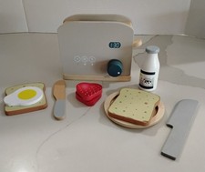 PairPear Child's Pop Up Toaster Kitchen Wooden Playset - 10 Pieces