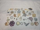 Vintage Rhinestone Brooch Pin Costume Jewelry Lot Of 40 Some Signed Monet Avon