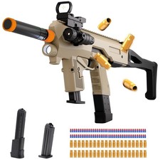 Bugrtey Two Modes Toy Gun Shell Ejecting Rifle with 80 Soft Large, Sand Color