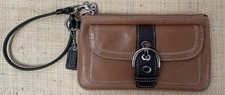 COACH SoHo Front Buckle Flap Pocket Wristlet In British Tan  Black