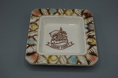 Vintage Cedar Point Ohio Souvenir Ashtray Shell Design Ceramic Trinket Dish