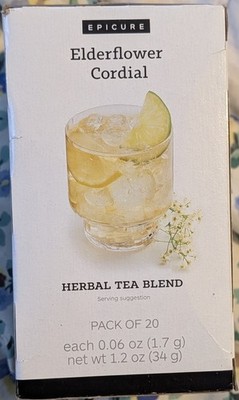 Epicure Elderflower Cordial Herbal Tea Blend Bagged 20 Pack 1.2 oz (34 g)