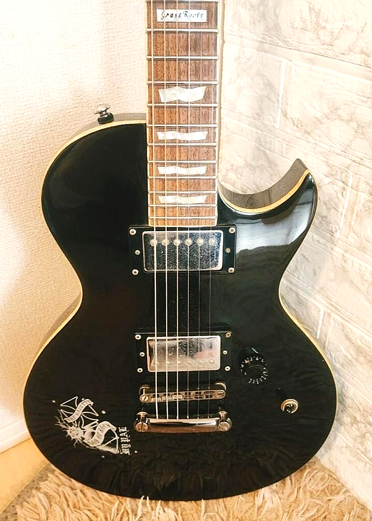 r*u様 エレキギター ブラック/ブラウン GrassRoots HELLION G-U-65 Black Gazette Uruha Vkei Gothic 2008
