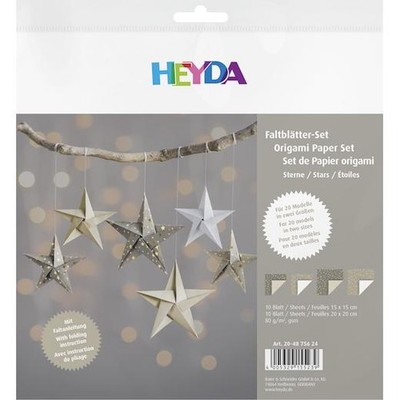 Heyda Sterne Origami Papier Klapp Set - Stein