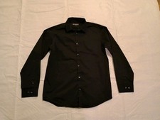 Van Heusen Flex Shirt Mens Size L 14-16 Blac Long Sleeve Button Up Cotton Blend