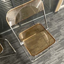 Clear Folding Chair, Chrome Metal Frame, Indoor Solid Plain 35x35x50cm