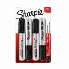 Sharpie King Size Permanent Marker Large Chisel 4 Count Pack of 1 , Assorted