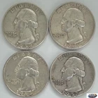 $1 face value Lot of 4 WASHINGTON 90% SILVER QUARTERS -Free Shipping