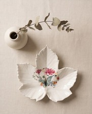 Exquisite Limoges Porcelain Trinket Dish - Leaf Shaped