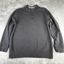 Lands End Pullover Mens 2XL Gray Quarter Zip Sweater Casual Knit Cotton Blend