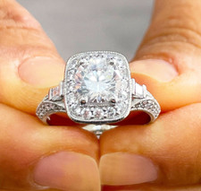 GIA Certified Round Cut Natural Diamond Engagement Ring 14k White Gold 1.60ctw