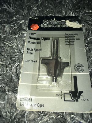 NEW Black & Decker 1/4  Roman Ogee Router Bit 1/4'' Shaft High-Speed Steel U59061