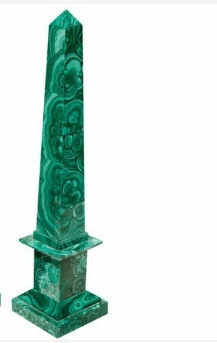 20" Marble Obelisk Pietra Dura Mosaic green malachite Inlay antique decor - Picture 4 of 4