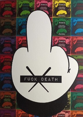 Seltener Druck TODESFINGER geprägt Artist Proof signiert, Dismaland, Banksy, Death NYC