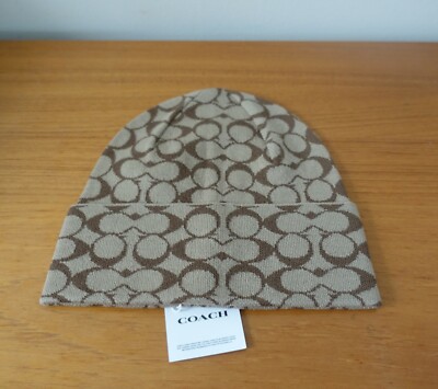 Coach Monogram Knit Beanie in Tan and Light Tan NWT Coach Khaki Signature Knit Beanie Hat | Mercari main image 4
