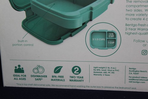Bentgo Fresh Durable & Leak-Proof Green All Ages Lunch Box New in Open Box - Picture 4 of 9