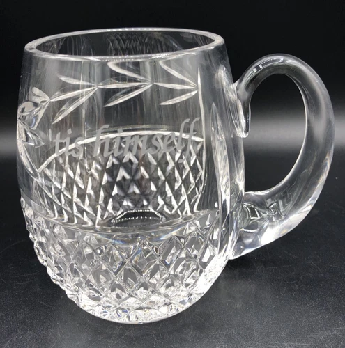 Vintage Galway 24% Lead Irish Crystal Engraved ‘tis himself Beer Tankard Mug/Cup