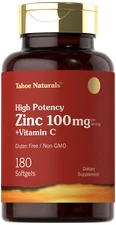 Zinc 100mg | with Vitamin C | 180 Softgels | Non-GMO | by Tahoe Nutritionals